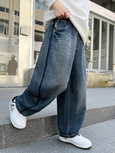 Boys' Jeans Spring and Autumn 2024 New Children's Clothing Children's Autumn Clothes Easiest for Match Loose Pants Autumn Casual Pants