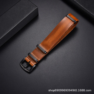 Stainless steel square ring, a piece of oil-rubbed leather, good quality retro first layer cowhide strap