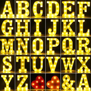 Layout atmosphere decoration lights 26 English letter lights LED symbol modeling digital lights birthday confession proposal