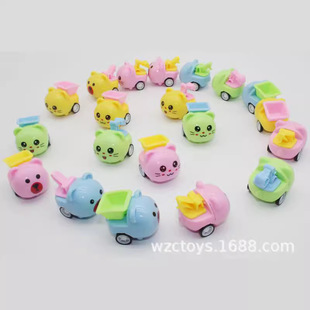Engineering back car Q version cartoon fall-resistant inertia children's toys student prizes 45 50MM twisted egg stall wholesale