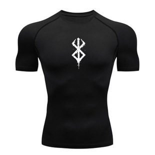 Summer Running T-Shirt Men's Short Sleeve Compression Shirt Gym Sports Top White And Black Quick Dry Breathable M