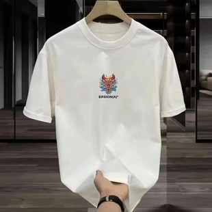 Heavy Cotton Short-Sleeved T-Shirt Casual Trendy Men's and Women's Summer Instagram Style White-Hit Round Neck Trendy All-Match Men's Half-Sleeve Top