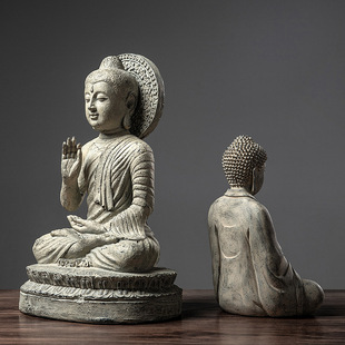New Chinese-style Buddha Statues Ornaments Resin Crafts Retro Zen Buddha Head Home Living Room Tea Room Decorations Batch