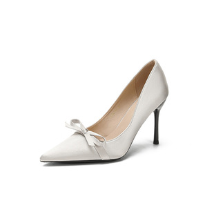 2024 New French Style Elegant Pointed Stiletto Heels Women's Autumn and Winter Bridal Wedding Shoes Small Design Sense Single-layer Shoes