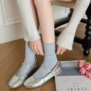 Socks Women's Spring and Summer New Solid Color Vertical Strip Women's Socks Simple Ins Trendy Lightweight Breathable Mesh Stacked Socks for Women