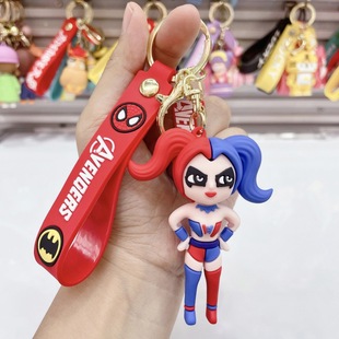 New superhero series silicone doll keychain couple car key chain pendant bag pendant wholesale
