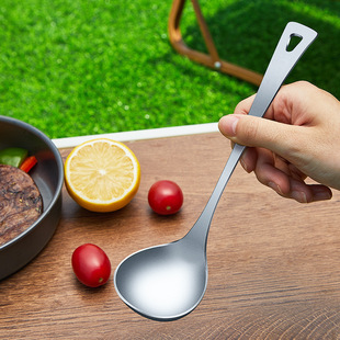 Pure titanium rice spoon rice spoon household dry rice spoon outdoor camping titanium metal large soup shell spoon left spoon drinking spoon