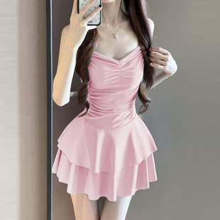 Women's High-end Swimsuit 2025 New Style Flesh-Covering Slimming Backless Hot Spring Belly-Covering Pure Swimming Suit