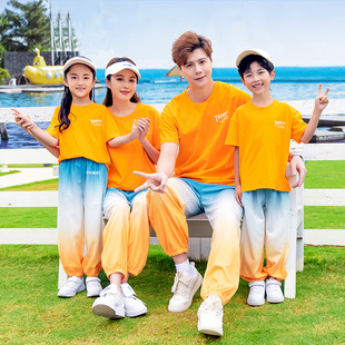 2025 parent-child outfit a family of three four sports suit square dance class uniform school uniform wholesale a generation of hair