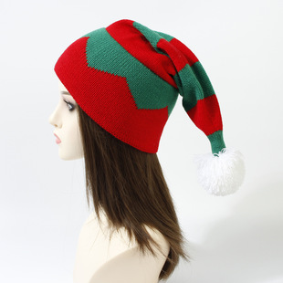 Foreign trade new Christmas knitted hat creative striped adult children's hat winter warm Christmas Party Christmas hat