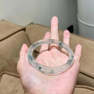 Jade flat for imitation Dulong jade ice floating flower jade bracelet quartz rock jade floating flower thin round little red book