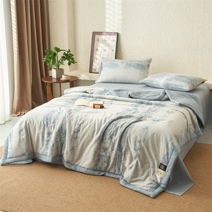 Amazon TEMU Cross-border Home Textile Cotton Jacquard Yarn-dyed Summer Cool Quilt Xinjiang Cotton Summer Quilt Air-conditioning Live Broadcast