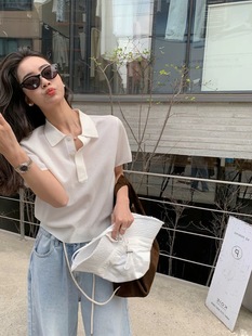 Korean knitted sweater new fashion knitted top POLO collar lapel wholesale summer top temperament short sleeve