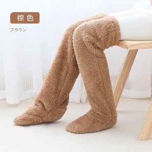 Amazon independent station Japanese-style warm plush pantyhose elderly cold leg knee pad sleep socks sleeping artifact