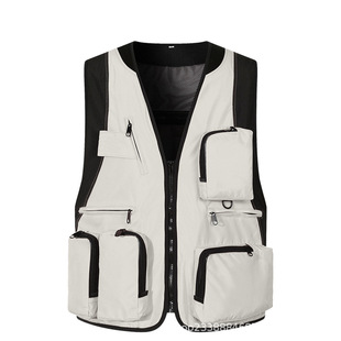 High-end Tooling Multi-pocket Vest Customized Work Clothes Catering Barbecue Hot Pot Restaurant Attendant Orange Vest for Men