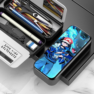 Pokemon Pikachu Multifunctional Student Stationery Case Glasses Storage Box Pencil Case Large Capacity Wholesale
