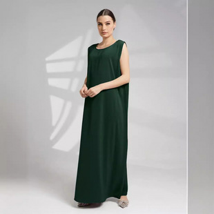 Muslim Women's Abaya Base Inner Vesel Dress Loose Casual Long Dress Sleeveless dress Hair
