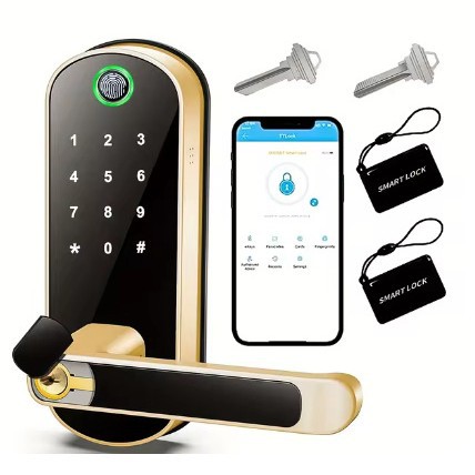 Single-Tongue Wooden Door Smart Lock Tuya Fingerprint Lock Tongtong Lock Replacement Ball Lock Factory Direct Sale Ball Door Lock