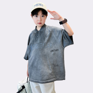 Boys' Summer Short-sleeved T-shirt 2025 New Children's Summer POLO Shirt Big Children's Summer Duffian Handsome Style Top Trendy