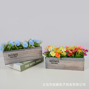 Cross-border Retro Wooden Flower Pot Wedding Shooting Props Decorative Fake Flower Base Storage Box Gardening Balcony Flower Pot