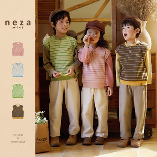 Neza [Специальный дикий] детский жилет весенний жилет для мальчиков, одежда для девочек, вязаный конь, детский жилет