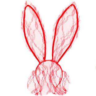 Korean style fashionable lace bunny headband veil covering rabbit ears headband nightclub performance hair accessories headdress wholesale