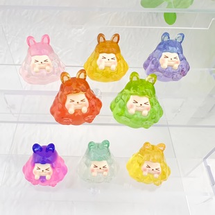 Three-dimensional transparent color gradient KIKI Tata resin jewelry ornaments keychain pendant blind bag tide play accessories wholesale