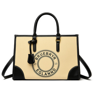 Cross-border Large Capacity Tote Bag Women's 2025 New European and American Retro Shoulder Bag Fashion Printed Canvas Bag Handbag