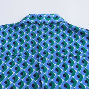 2025 Spring New Women's Clothing European and American Style Fashionable Geometric Pattern Silk Satin Texture Shirt 2629190