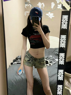 2023 летние новые джинсовые шорты в американском стиле Spice Girls Liu Ding с низкой талией, женские облегающие футляры для похудения, широкие шорты для женщин