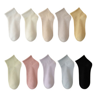 Zhuji Socks Women's Short Socks Trendy White Women's Breathable Spring and Autumn Candy Solid Color Short Socks Sports Shallow Mouth Comfortable