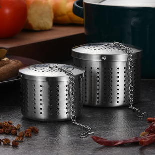 Wholesale 304 Stainless Steel Barrel Type Seasoning Ball Hot Pot Soup Marinated Material Filter Weibao Household Tea Strainer