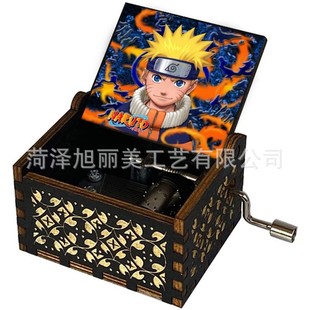 Naruto Wooden Music Box Ghost Destroyer Ninja UV Music Box Sky City Music Box Carving Gift Ornaments