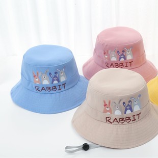 New Children's Hat Casual Fisherman Hat Outdoor Sunshade Cartoon Rabbit Cute Baby Hat Sun Hat for Boys and Girls