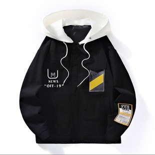 Mountain Fashionable Windproof Jacket Spring and Autumn Single Layer Stormtrooper Windproof Waterproof Hooded Jacket Stitching Embroidered