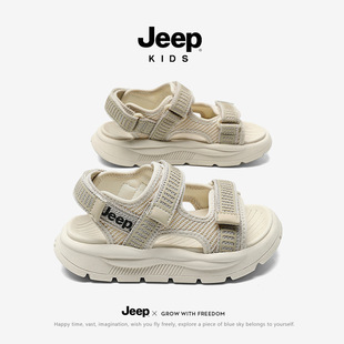 Jeep children's sports sandals summer 2023 new Velcro open toe girls' shoes soft bottom boys' beach shoes