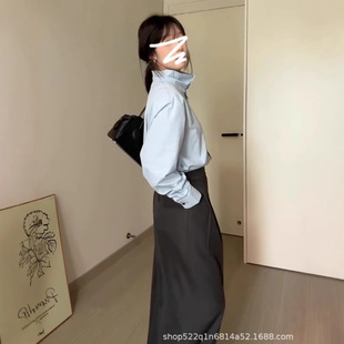 High-end French Elegant Dress with Vertical Collar Shirt Women's Early Spring New Style Unique Design Chic Long Sleeve Top