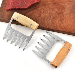 Meat separator bbq barbecue tool wooden handle bear claw meat separator meat separator bear claw fork multi-function meat separator