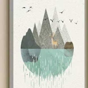 Foreign Trade Hot Sale Abstract Sanlian Mountain Decorative Painting Modern Living Room Home Decorative Hanging Painting Two Pieces of Hair