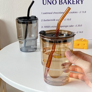 Bolimei South Korea Ins Wind Glass Cold Extract Coffee Cup Amber Water Cup Glass Large Capacity Drinking Cup