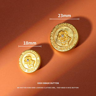 Letter crown high-end metal button suit pants decorative button sweater coat windbreaker all-match Golden button
