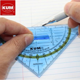 Оптовая немецкая KUM 292 Нескользящая противопочерковая грязная прозрачная шкала с ручкой, многофункциональная треугольная линейка