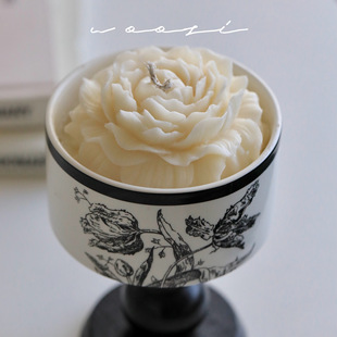 Tulip pattern three-dimensional peony flower high foot ceramic home atmosphere feeling candle hand gift minority high-level feeling
