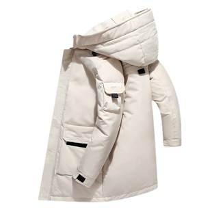 Live Daifa Winter Thickened Men's Down Jacket Mid-length Slim-fit Casual Large Tooling Warm Jacket for Teenagers