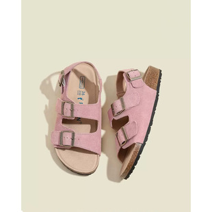 Genuine Leather Birkenstock Shoes for Women 2025 Summer New Birkenstock Outer Wear Sandals Flats Retro Roman Cork Sandals