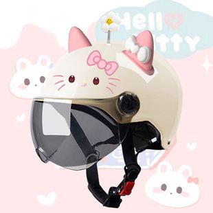 Электрический аккумулятор автомобильный шлем kitty кошка для мужчин и женщин четыре сезона универсальный полушлем женский кошачий ухо регулируемый шлем
