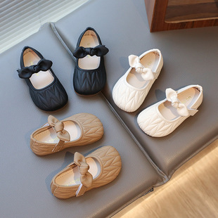 Girls Princess Shoes 2025 Spring New Children Soft Sole Small Leather Shoes Bow Girl Baby Soft Sole Casual Shoes