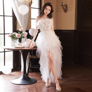 Black Evening Dress 2024 New High Feeling Banquet Elegant Ladies Dress Student Birthday Adult Ceremony Annual Meeting