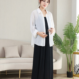 Pregnant Women's Breastfeeding in Spring and Autumn and Summer Pregnant Women's Dress for Covering Belly dress plus size Distinctive Skirt with Sling during Pregnancy