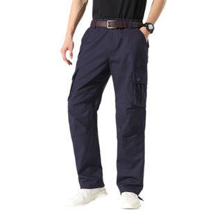Four Seasons hot sale factory popular solid color outdoor multi-functional multi-pocket casual all-match cotton straight overalls